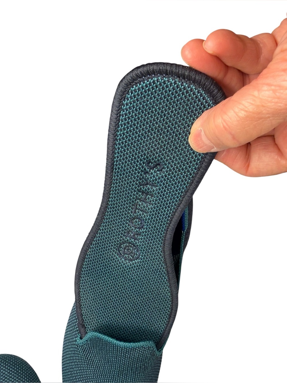 Rothy’s Spruce Prep Shoes Teal Navy White Washable Knit Flat Size 6.5 - Picture 8 of 15